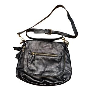 Alberta Di Canio Italian Leather Stash Tassel Flap Cross Body Shoulder Handbag